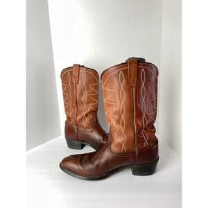Vintage 1982 Western Cowboy Boots 10D Mens Brown Leather  10D Ranch Heritage USA